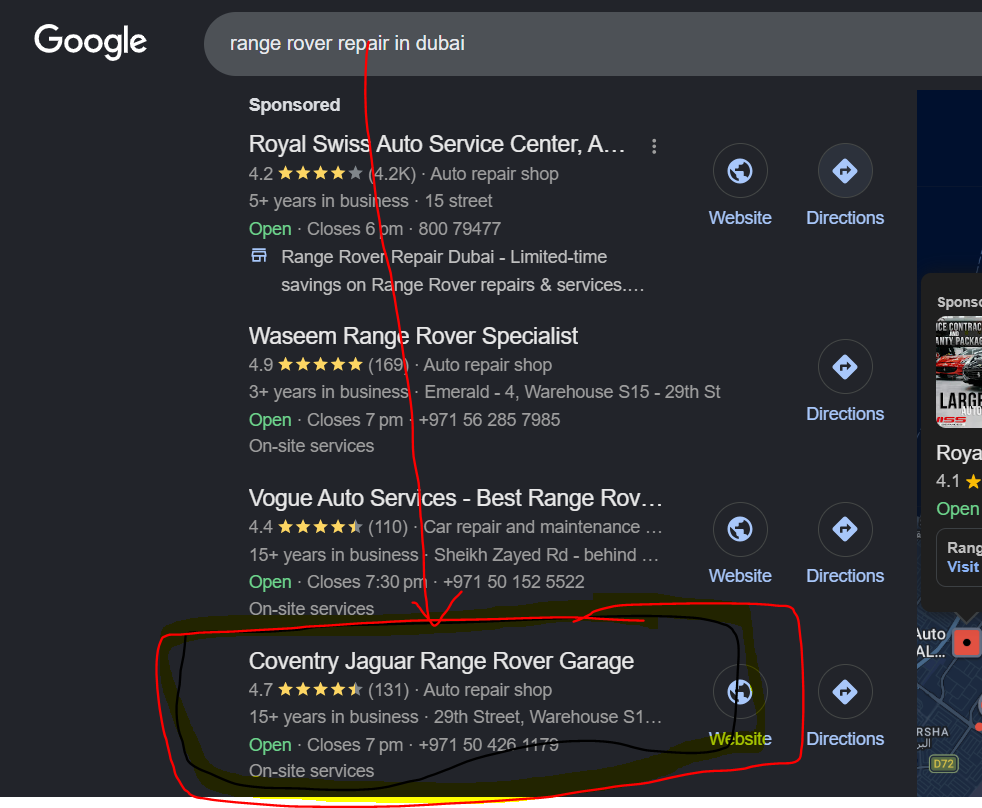 Google Maps Ranking Result 3